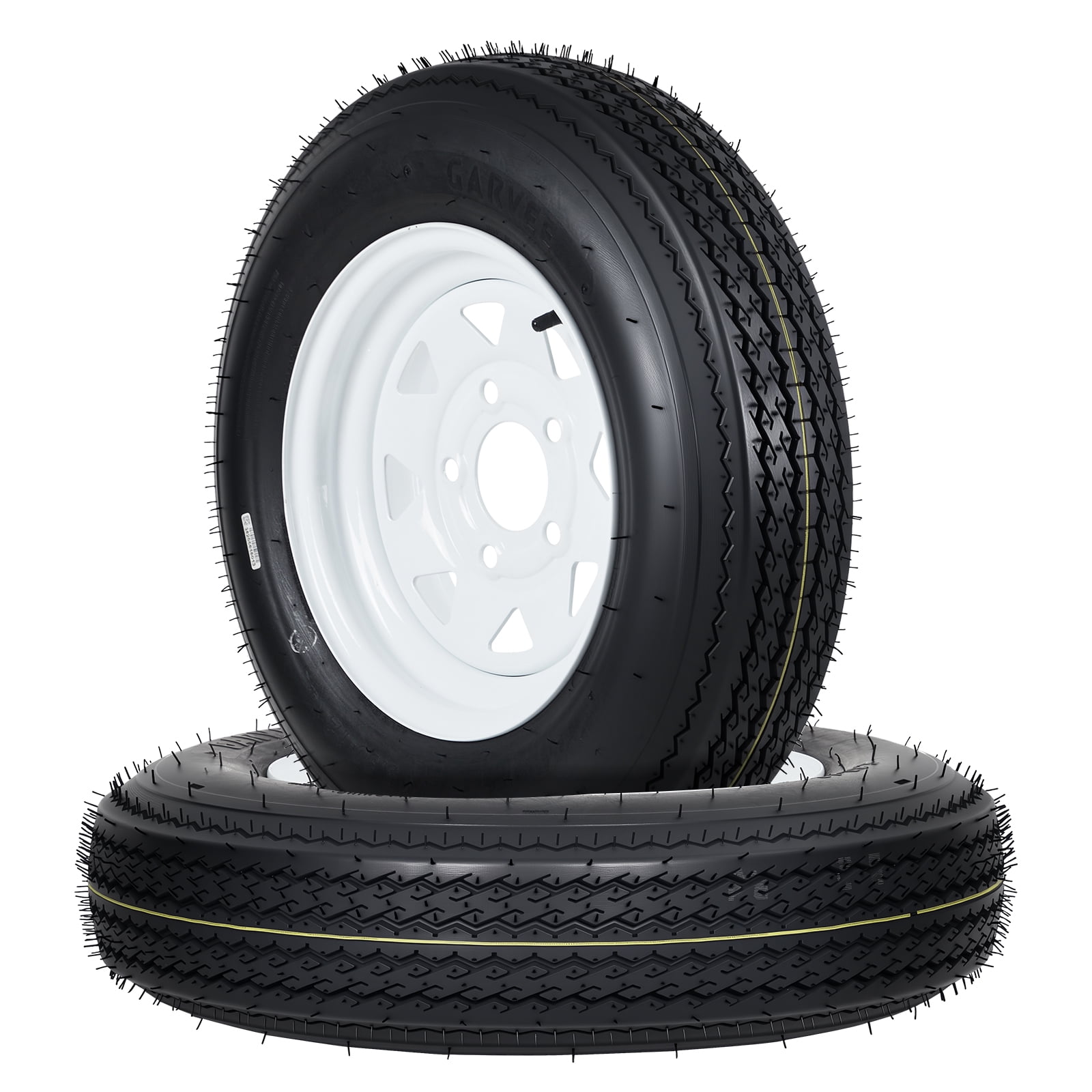2-Pack Trailer Tires on Rim 4.80-8 (480-8 / 480x8), 6PR Load Range C ...