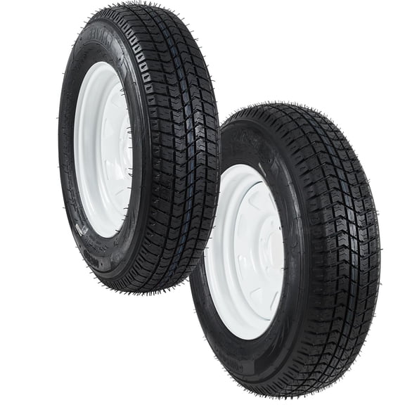 2-Pack Trailer Tires On Rim ST175/80D13 175/80/13 175/80-13, Load Range C, 6PR, 5 Lug 13 In. White Spoke Wheel, 5 On 4.5" Durable Trailer Tire Travel/Camper/Utility/Boat, Set of 2