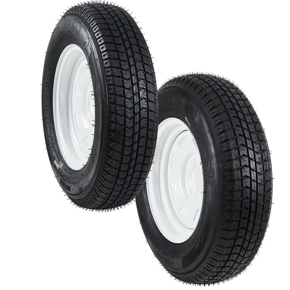 2-Pack Trailer Tires On Rim ST175/80D13 175/80/13 175/80-13, Load Range C, 6PR, 5 Lug 13 In. White Spoke Wheel, 5 On 4.5" Durable Trailer Tire Travel/Camper/Utility/Boat, Set of 2
