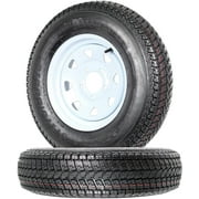 2-Pack Trailer Tires Rims ST175/80D13 175/80 13 B78-13 Load Range C 5 Lug White Spoke Wheel
