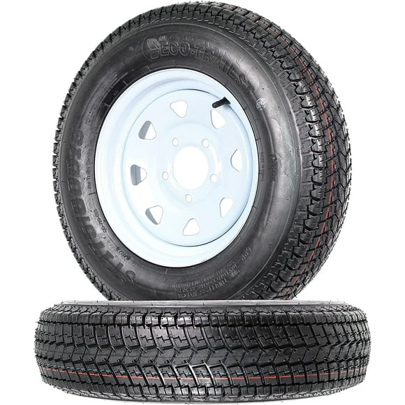 2-Pack Trailer Tires Rims ST175/80D13 175/80 13 B78-13 Load Range C 5 Lug White Spoke Wheel
