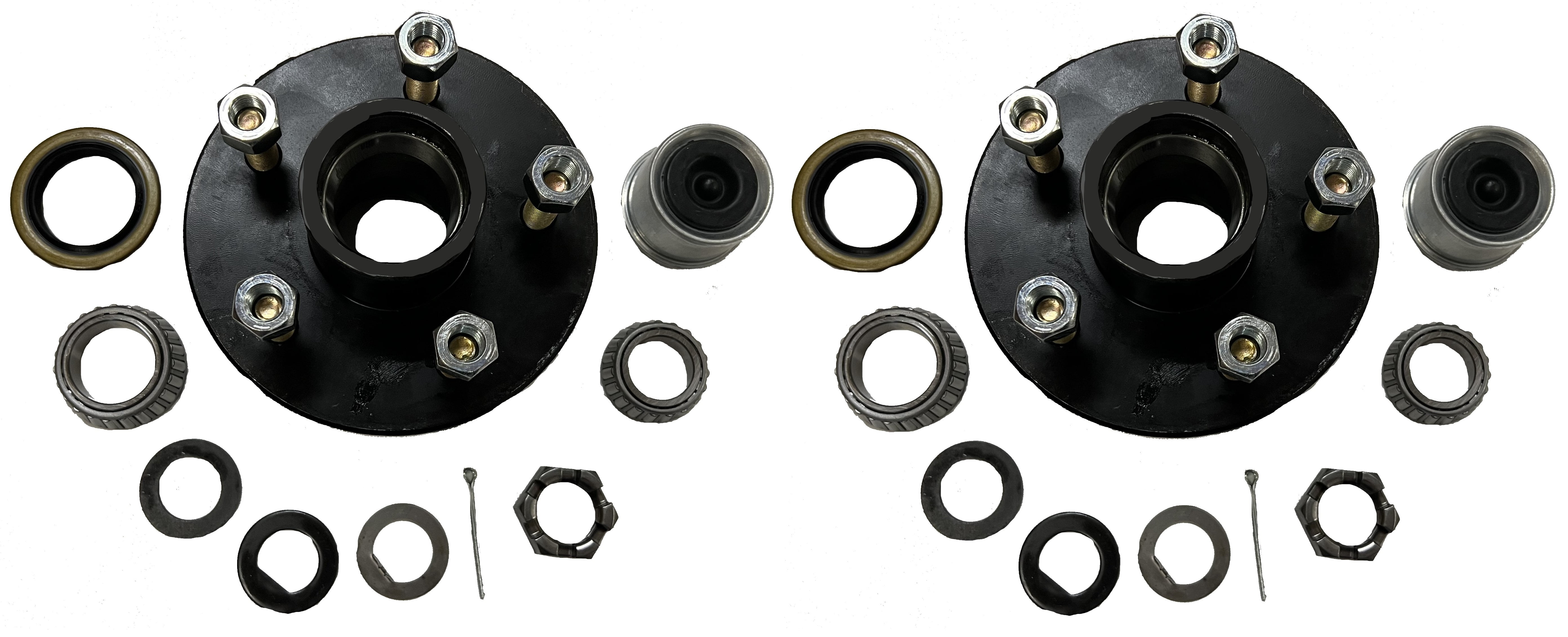 2Pack Trailer Wheel Hub Complete Kit Steel 5 Lug on 5 in. 84 Spindle 3500 Lb.