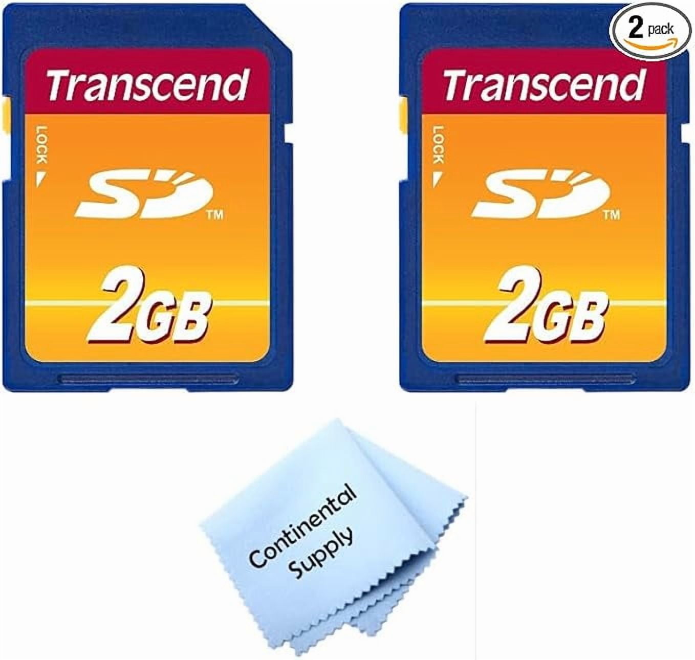 2 Pack Transcend 2GB SD Flash Memory Card TS2GS with Continental Cloth