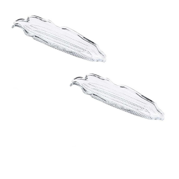 2 Pack Transparent Corn Trays, 11" Corn Cob Holders, Plastic Cob Dinnerware Corn Dishes Service Tray