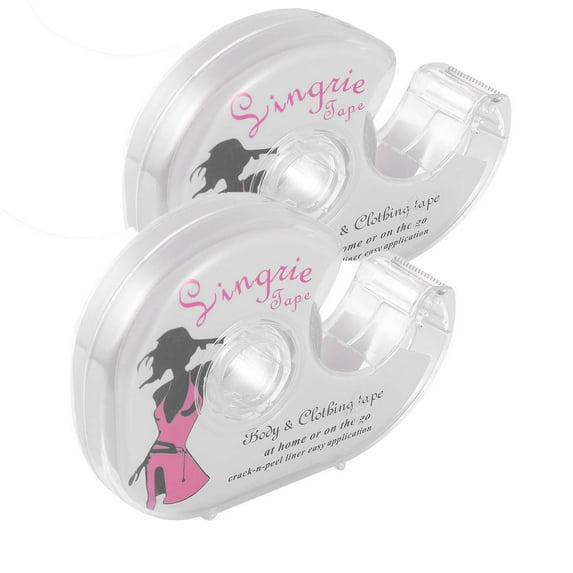 2-Pack Transparent Double Sided Clothing Tape, Skin-Safe, Non-Slip, Women's Lingerie Clothing Tape with Dispenser