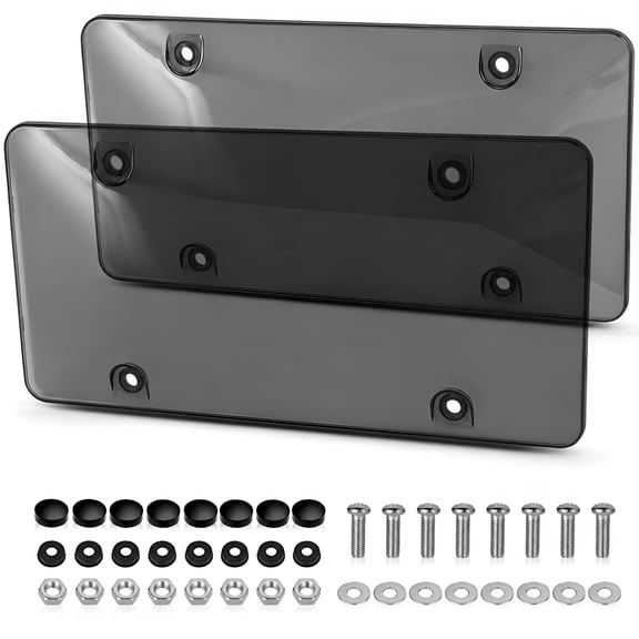2 Pack Transparent License Plate Shield UV Protective Trim for Standard US Plates (12.2" x 6.3"), Gray