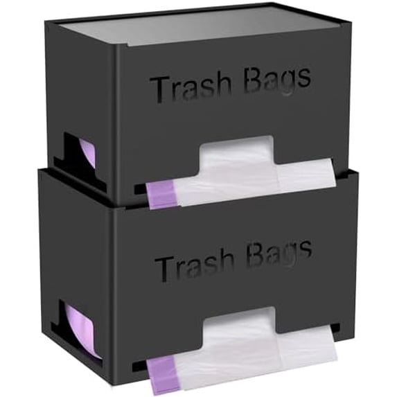 2-Pack Trash Bag Holder Dispenser, Stackable Garbage Bag Dispenser, Extra Large Trash Organizer for Kitchen Laundry Under Sink, Wall Mounted or Freestanding, Metal Black