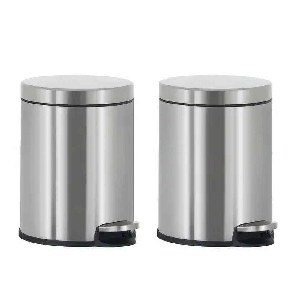 2 Pack Trash Can 6L/1.6Gallon Round Trash Can，Stainless Steel Round