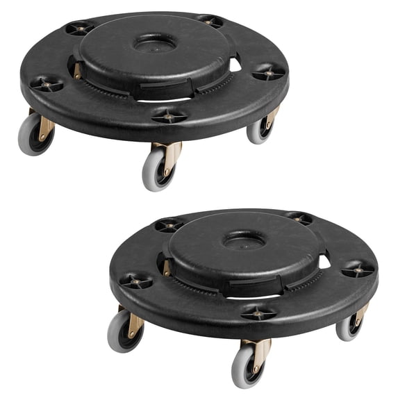 2 Pack Trash Can Dolly, Fits 20-55 Gal Containers, Round Base with 4 Lockable Wheels, 500 lbs Heavy Rolling Cart