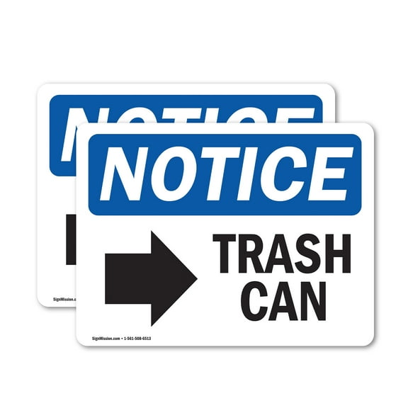 (2 Pack) Trash Can [Right Arrow] Sign