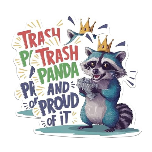 (2 Pack) Trash Panda and Proud of It Magnets - Funny Raccoon Animal Pun Magnet - 5 Inches On Longest Side - Premium Magnet - for Cars, Refrigerators, Toolboxes - Made in USA - MAG2025