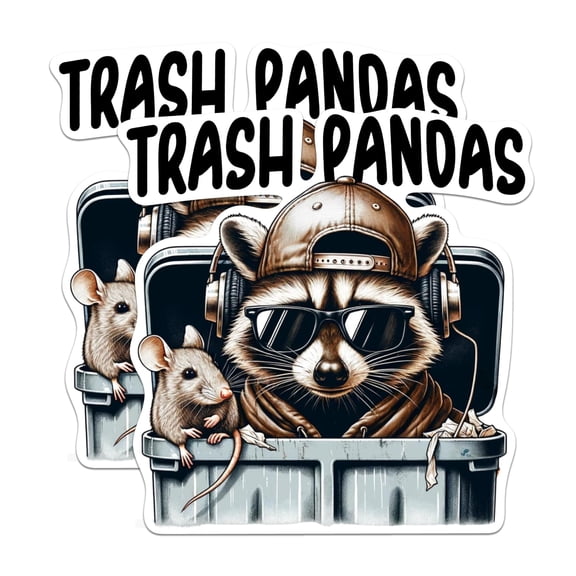 (2 Pack) Trash Pandas Magnet - Funny Raccoon Critters Creatures - Outdoorsman - 5" On Longest Side - Premium Magnet - for Cars, Refrigerators, Toolboxes, Lockers - Made in USA - MAG0501