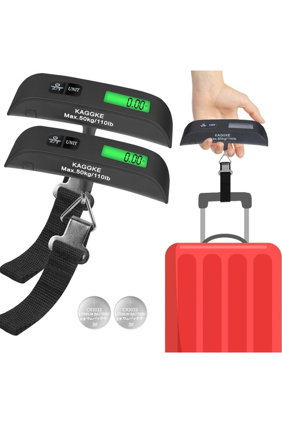 2-Pack Travel Digital Luggage Scale - Portable Luggage Scale -Luggage Scales for Suitcases - Ideal for Travel Scale Luggage Weight - 110LB/50KG, Includes Battery - Temperature Display Luggage Scale
