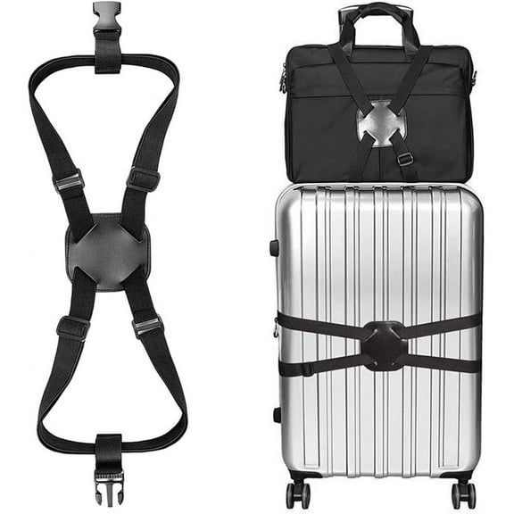 2-Pack Travel Luggage Bag Bungee Suitcase Adjustable BeltLuggage Straps Suitcase StrapsAdjustable Portable Travel Luggage Accessories2-Pack Black