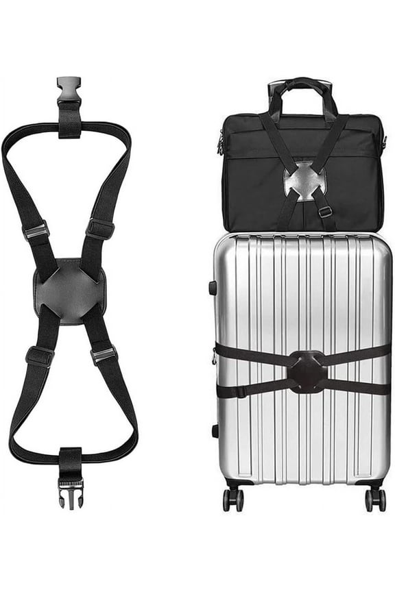 2-Pack Travel Luggage Bag Bungee Suitcase Adjustable BeltLuggage Straps Suitcase StrapsAdjustable Portable Travel Luggage Accessories2-Pack Black