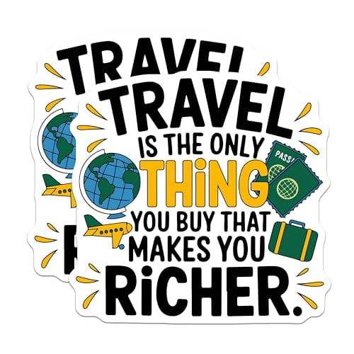 (2 Pack) Travel Magnets - Inspirational Travel Quote - Wanderlust Magnets - Globe and Passport Magnets - 5" On Longest Side - for Cars, Fridges, Toolboxes - Made in USA - MAG5800