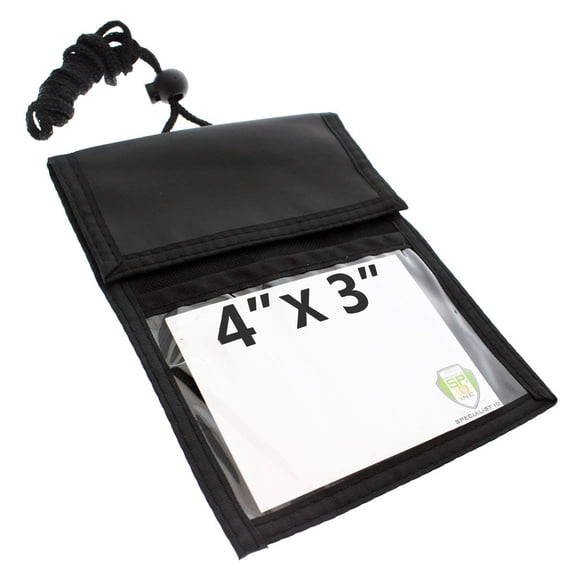 2 Pack - Travel Passport Wallet - 4 x 3 Display Window - Adjustable Lanyard w/ Pen Slots and 3 Pockets for Money, Ticket, Document by Specialist ID (Black)
