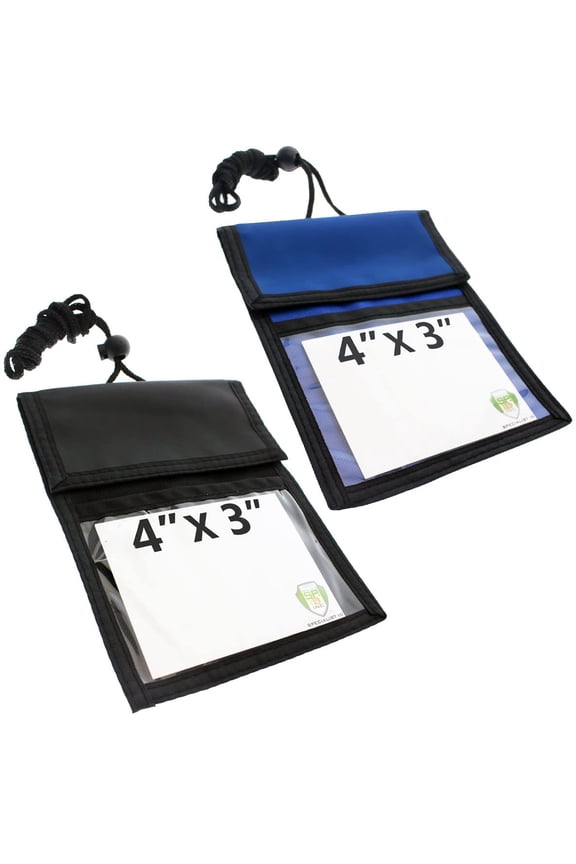 2 Pack - Travel Passport Wallet - 4 x 3 Display Window - Adjustable Lanyard w/ Pen Slots and 3 Pockets for Money, Ticket, Document by Specialist ID (Assortment)