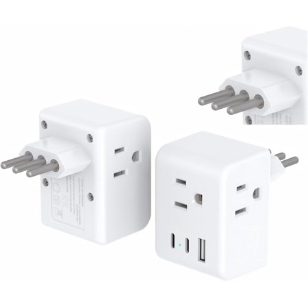 2 Pack Travel Plug Adapter Type L Italy Chile