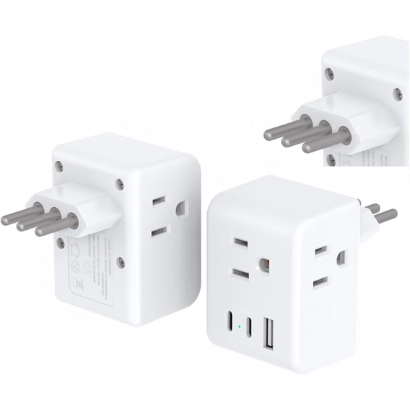 2 Pack Travel Plug Adapter Type L Italy Chile