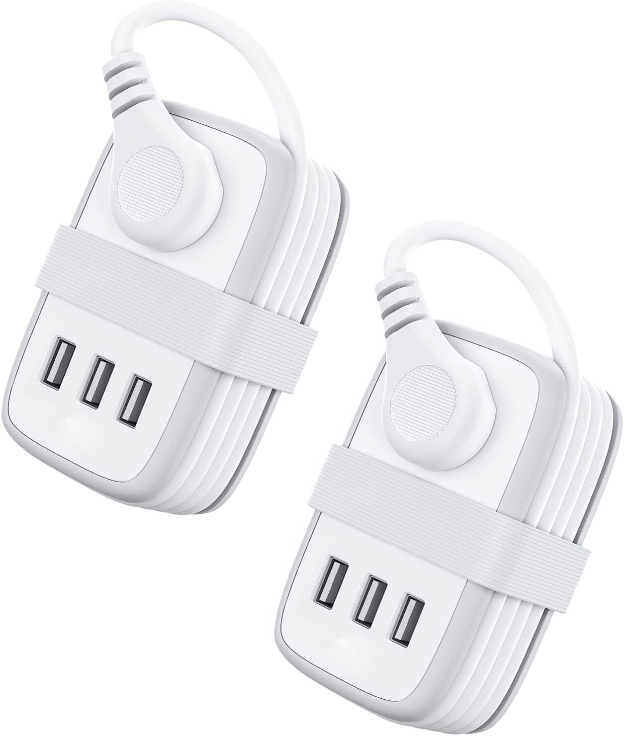 2 Pack Travel Power Strip with USB With 2 AC Outlets 3 USB Port 3 ft Cord Surge Protectors