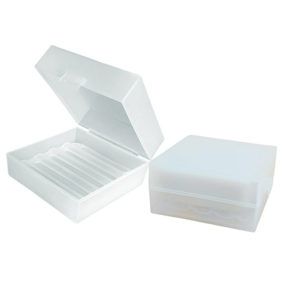 2-Pack Travel Size Soap Case Container Square Soap Dishes Shampoo Bar Soap Holder with Draining Tray for Travelling Outdoor Hiking Camping Home Shower Transparent White