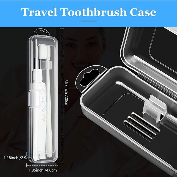 2 Pack Travel Toothbrush Case Holders, Portable Clear Toothbrush and Toothpaste Storage Container Hord, Plastic Transparent Toothbrush Carrying Box for Traveling, Clear