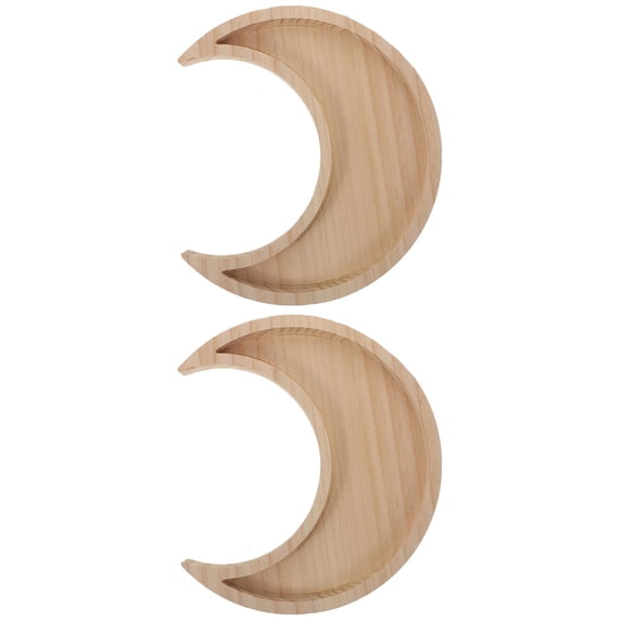 Hytrove Wooden Moon Shaped Tray Khaki For Homeowners In Kitchen 2Pcs