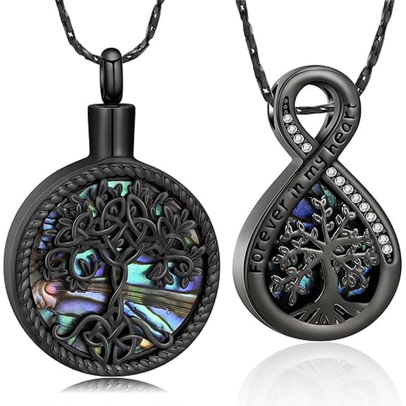 2 Pack Tree of Life Cremation Jewelry for Ashes for Men Women Infinity Urn Necklace for Ashes Memorial Jewelry Ashes Necklace Keepsake Urn Memorial Necklace Ash Pendant