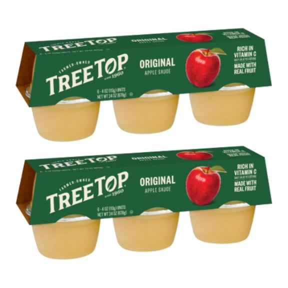 (2 Pack) Tree Top Original Apple Sauce Cups, Made with Real Fruit, 4 oz Cups 6 Count