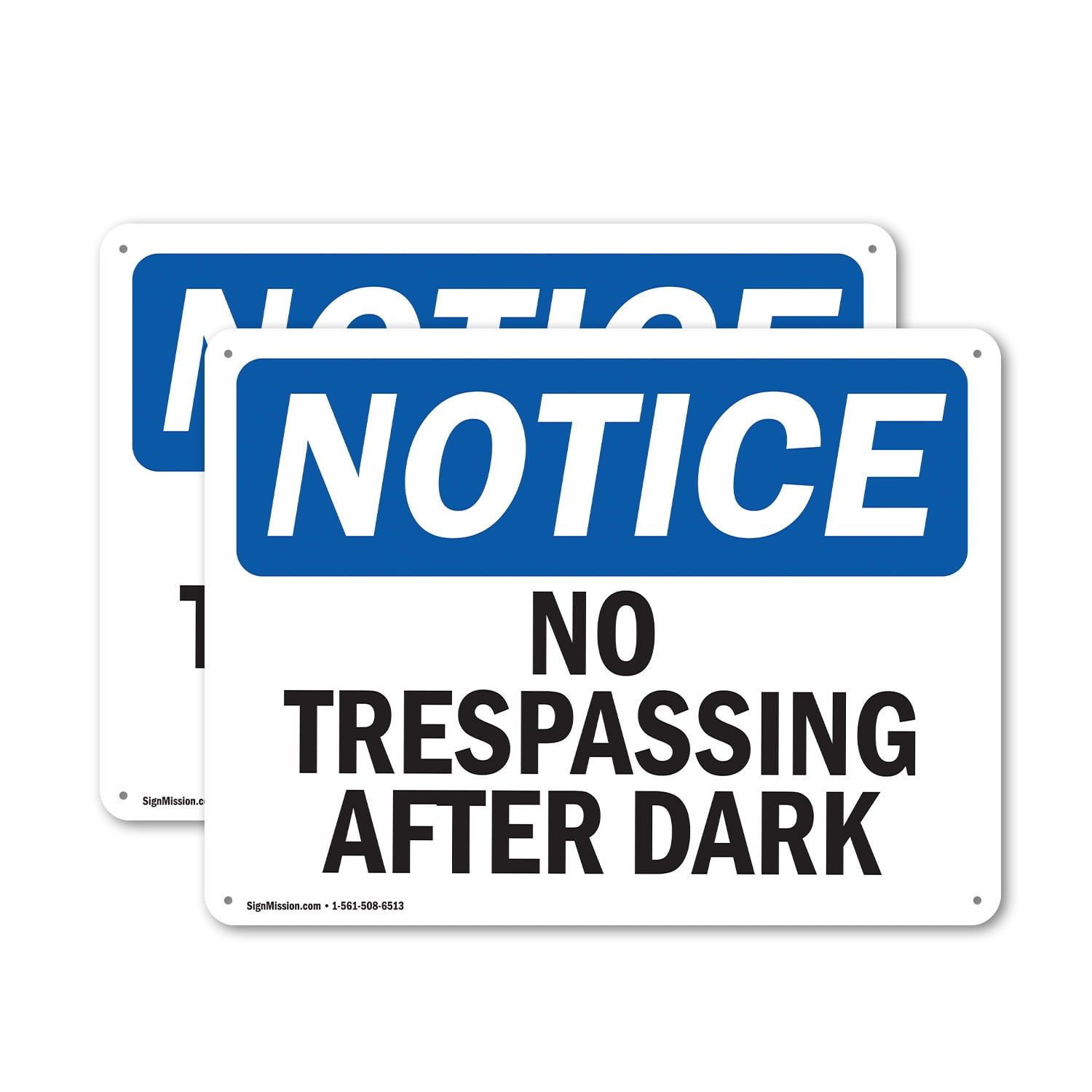 (2 Pack) No Trespassing After Dark OSHA Notice Sign 24 Inch X 18 Inch ...