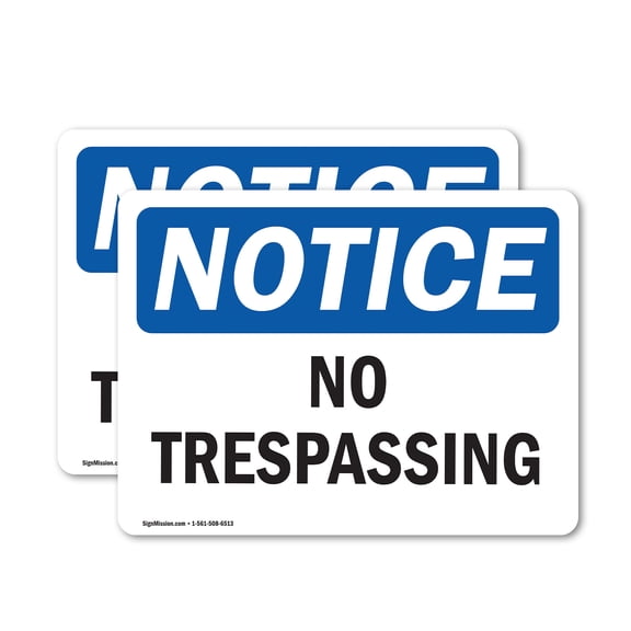 (2 Pack) No Trespassing OSHA Notice Sign 5 Inch X 3.5 Inch Vinyl Label Decal Sticker Weather Resistant, UV Protected for Workplace, Business, and Construction Site, Made in the USA