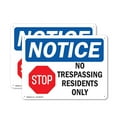 thumbnail image 1 of (2 Pack) No Trespassing Residents Only OSHA Notice Sign 24 Inch X 18 Inch Indoor / Outdoor Rust-Free Aluminum Metal Signs for Workplace, Workshop, and Construction Site, Made in the USA, 1 of 8