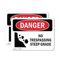 thumbnail image 1 of (2 Pack) No Trespassing Steep Grade OSHA Danger Sign 18 Inch X 12 Inch Vinyl Label Decal Sticker Weather Resistant, UV Protected for Workplace, Business, and Construction Site, Made in, 1 of 7