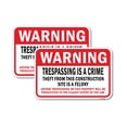 thumbnail image 1 of (2 Pack) Trespassing Theft From Construction Site Is Felony | 18" X 24" Heavy-Gauge Aluminum Sign | Rust Free Aluminum, Weather Resistant, Waterproof, Fade Resistant, 2 Pre-drilled, 1 of 4