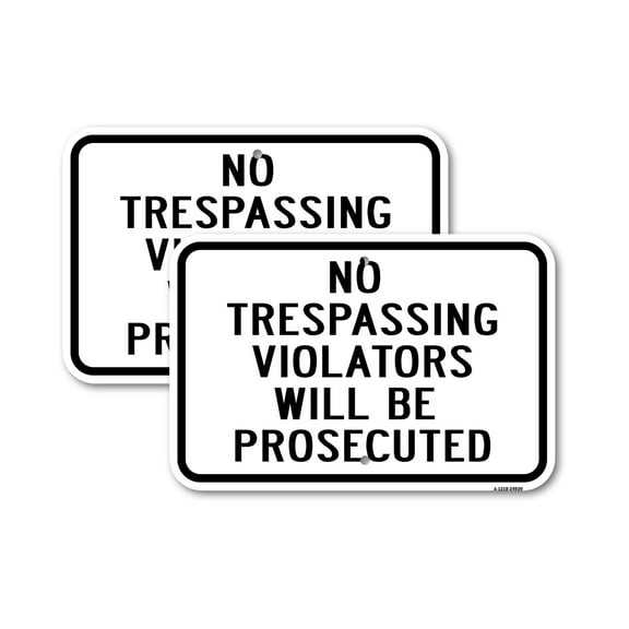 (2 Pack) No Trespassing Violators Prosecuted 1 | 12" X 18" Heavy-Gauge Aluminum Sign | Rust Free Aluminum, Weather Resistant, Waterproof, Fade Resistant, 2 Pre-drilled Holes