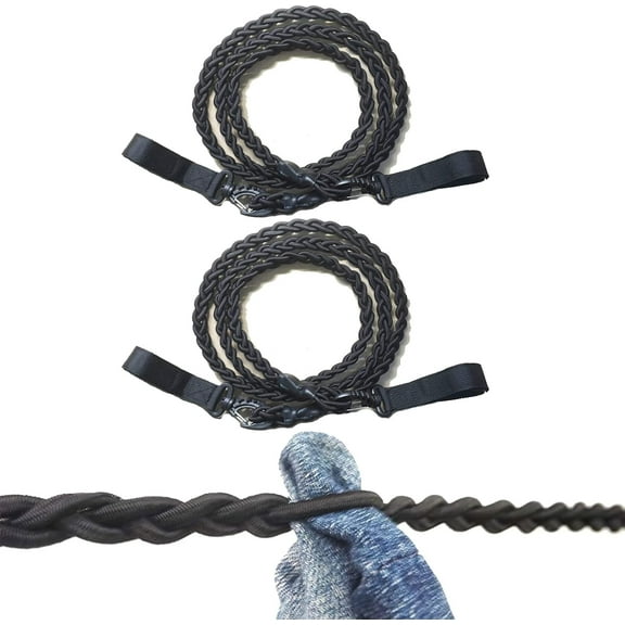 2 Pack Tri-Braided Cord Clothes Line Clothes Drying Rope Travel Clothesline Windproof Clothes Line for Longer Trips Where You Need to do Laundry in Your Room or Camping - No Hanger Needed