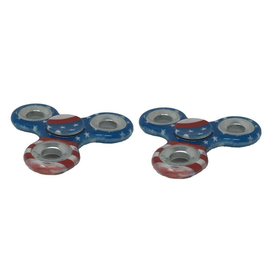 (2 Pack) Tri Hand Fidget Spinner - USA American Flag - Red White Blue Patriotic Design