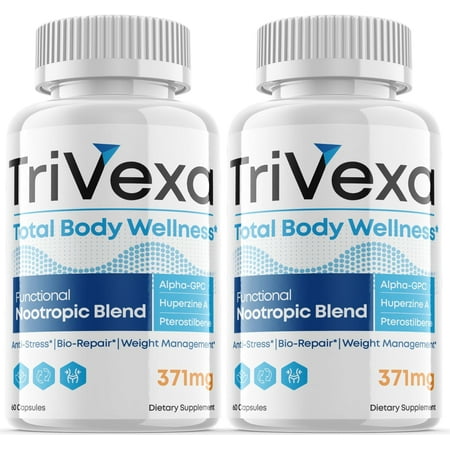 (2 Pack) TriVexa - Total Body Wellness - Dietary Supplement for Focus, Memory, Clarity, & Energy - Advanced Cognitive Support Formula for Maximum Strength - 120 Capsules