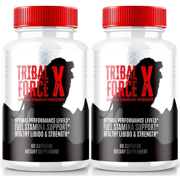 (2 Pack) Tribal Force X Pills for Men, Male Dietary Supplement, Complete Daily Formula for Men's Wellness and Peak Performance, Advanced Formula Capsules, TribalForce X Reviews (120 Capsules)