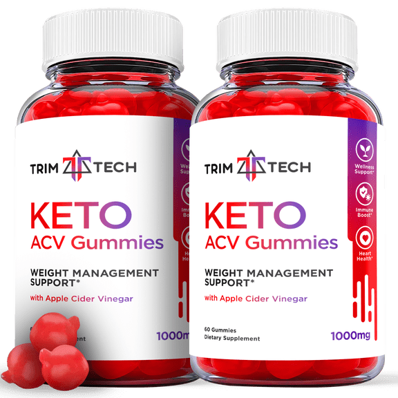 (2 Pack) Trim Tech Keto ACV Gummies - Supplement for Weight Loss - Energy & Focus Boosting Dietary Supplements for Weight Management & Metabolism - Fat Burn - 120 Gummies
