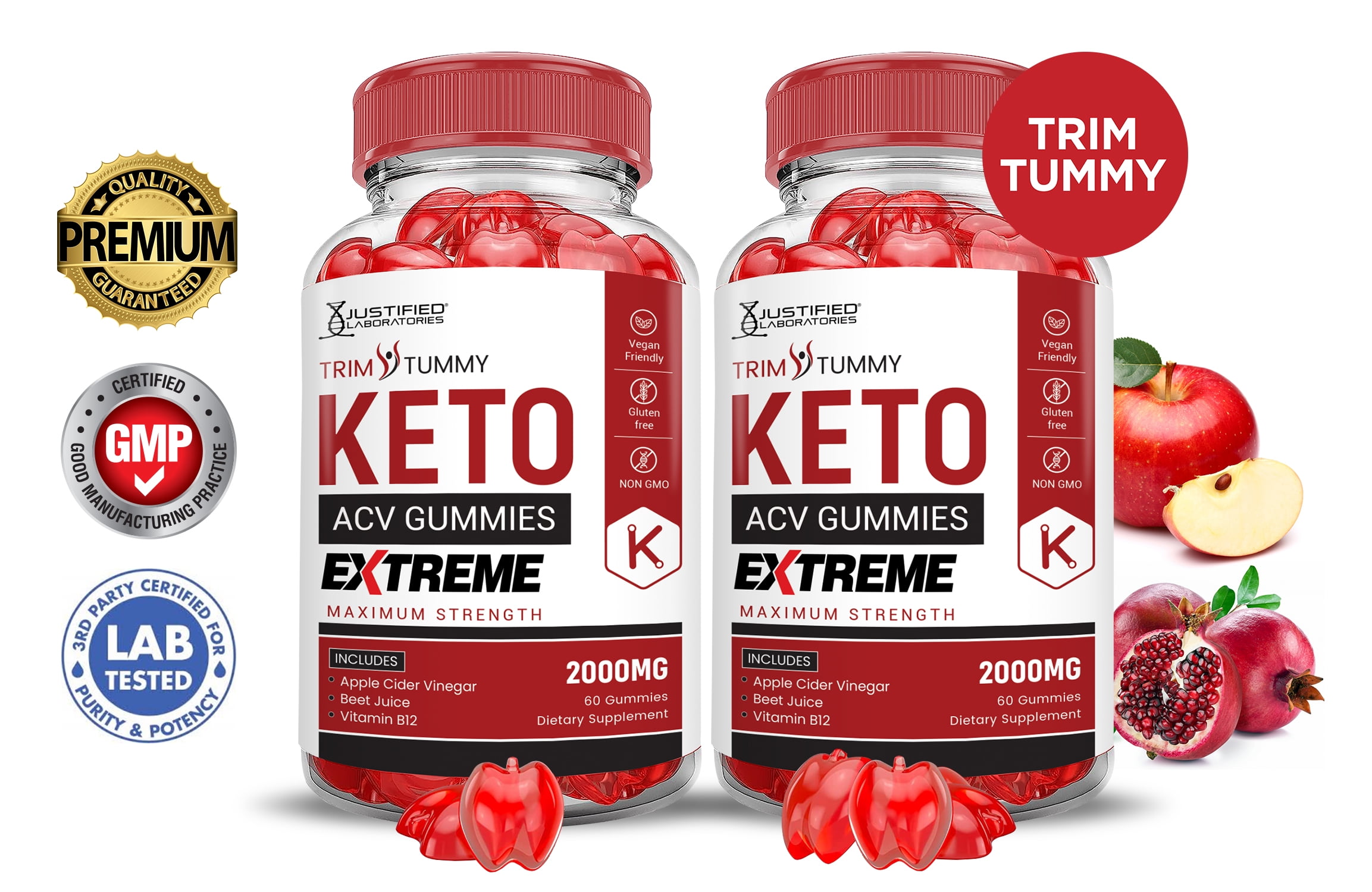 (2 Pack) Trim Tummy Keto Extreme ACV Gummies 2000mg Dietary Supplement 120 Gummys