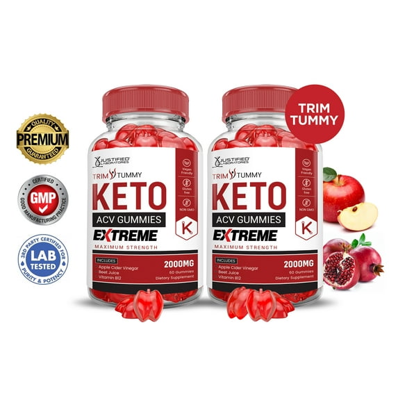 (2 Pack) Trim Tummy Keto Extreme ACV Gummies 2000mg Dietary Supplement 120 Gummys