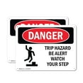thumbnail image 1 of (2 Pack) Trip Hazard Be Alert Watch Your Step OSHA Danger Sign 14 Inch X 10 Inch Plastic Sign, Weather Resistant, UV Protected for Workplace, Business, and Construction Site, Made in, 1 of 8