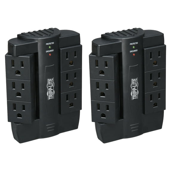2 Pack Tripp Lite SWIVEL6 Direct Plug-In Surge Protector With 6 Rotatable Outlet