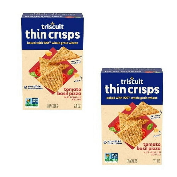 ( 2 Pack ) Triscuit Thin Crisps Tomato Basil Pizza Whole Grain Wheat Crackers, 7.1 Oz