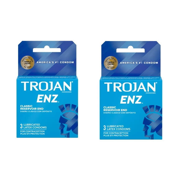 Trojan Enz Premium Lubricant Latex Condoms w/ Reservoir Tip, 3ct, 2-Pack