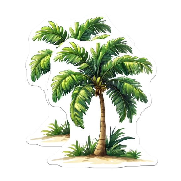 (2 Pack) Tropical Palm Tree Magnets - Beach House Decor - Summer Vacation Souvenirs - Island Vibe Kitchen - 5 Inches On Longest Side - Thick Durable Magnet - Made in USA - MAG30263