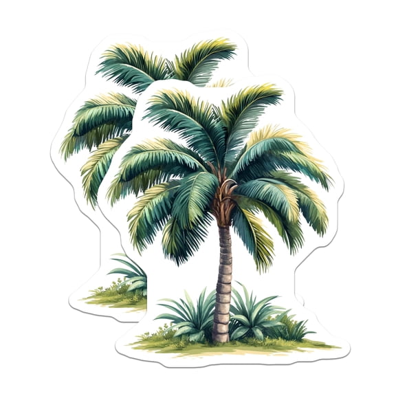 (2 Pack) Tropical Palm Tree Magnets - Coastal Decor - Beach House Aesthetic - 5 Inches On Longest Side - Thick Durable Magnet - Made in USA - MAG27634
