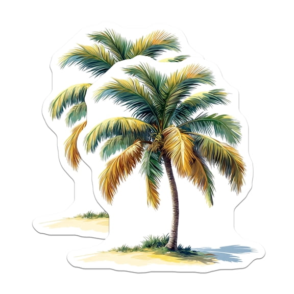 (2 Pack) Tropical Palm Tree Magnets - Coastal Decor - Beach Vacation Reminders - Summer Fridge Decorations - 5 Inches On Longest Side - Thick Durable Magnet - Made in USA - MAG29904